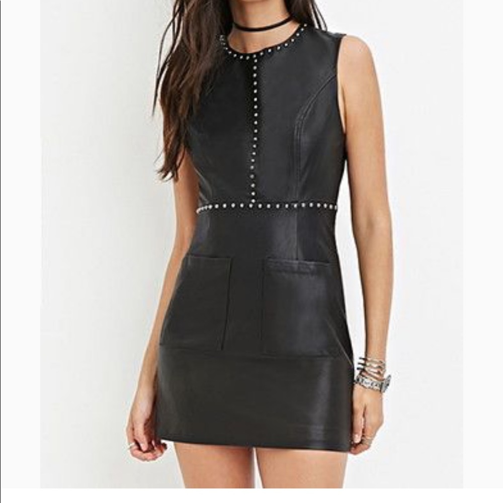 Faux leather studded dress